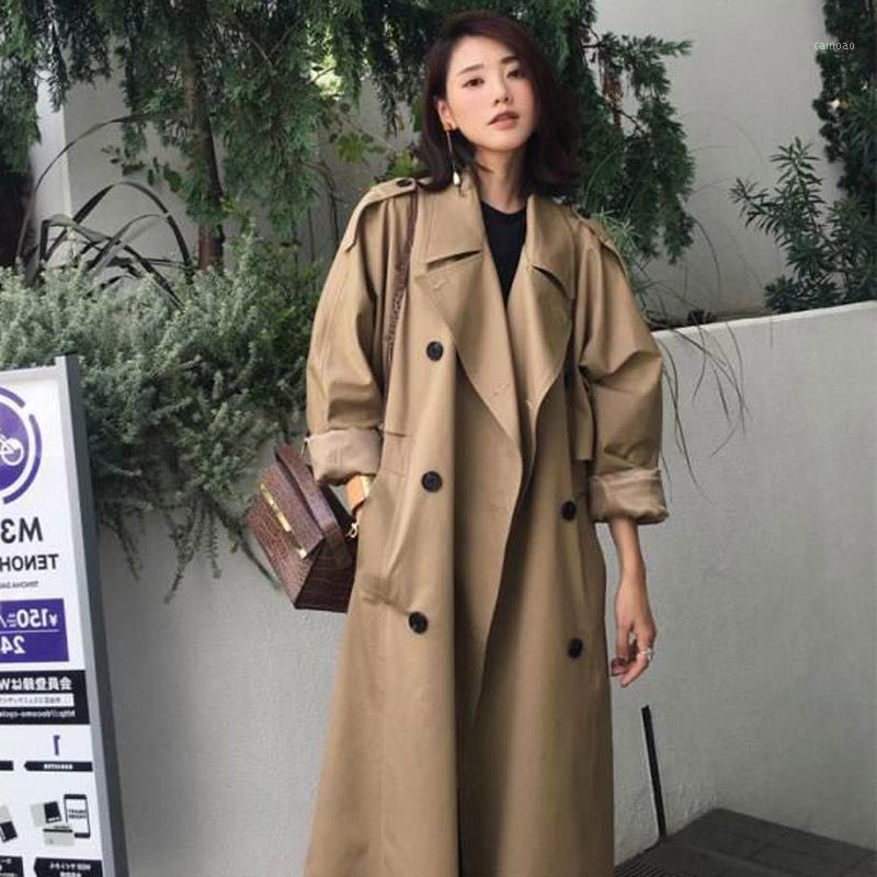 

Women' Trench Coats Women ' Coat Mid -length 2021 Korean Style Elegant Fashion Casual Spring And Autumn Khaki Long Double Breasted Full