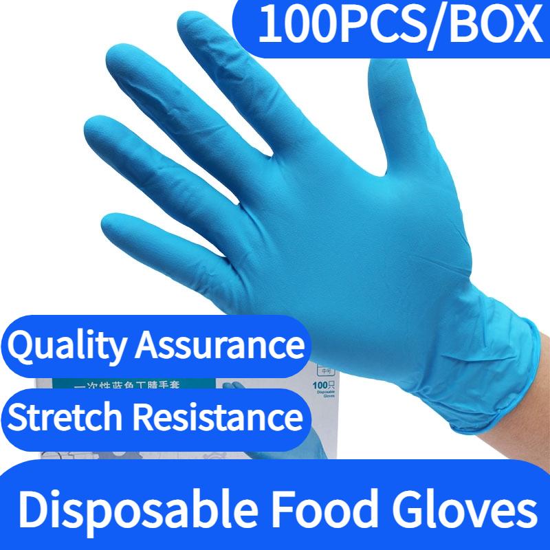 

In Stock 100pc Nitrile Disposable Gloves Waterproof Powder Free Latex For Household Kitchen Laboratory Cleaning