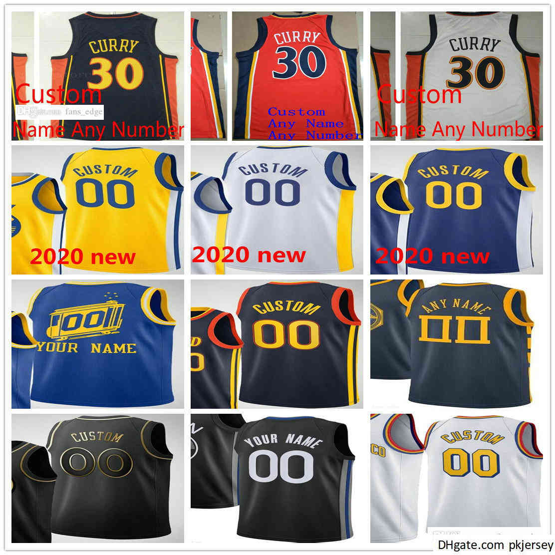 

Custom Printed Golden State Stephen 30 Klay Curry Thompson James Wiseman Warriors Draymond Green Andrew Wiggins Men Woman Kids Youth Jerseys, Black;red