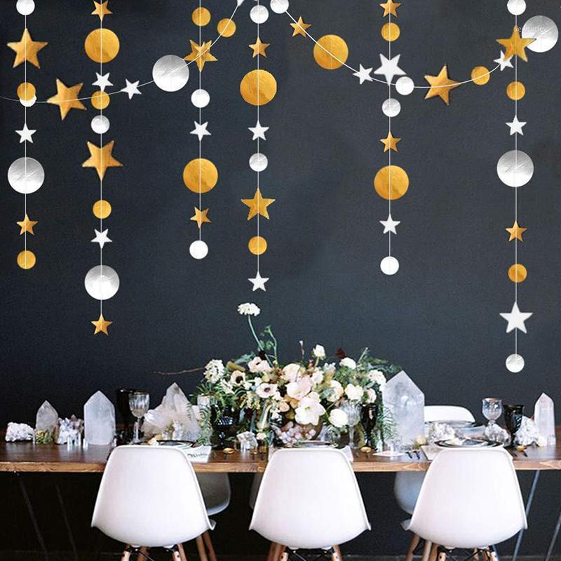 

Party Decoration Family Wedding Decorations Stars Round Paper Banner Chain DIY Hanging Bunting Garland Christmas