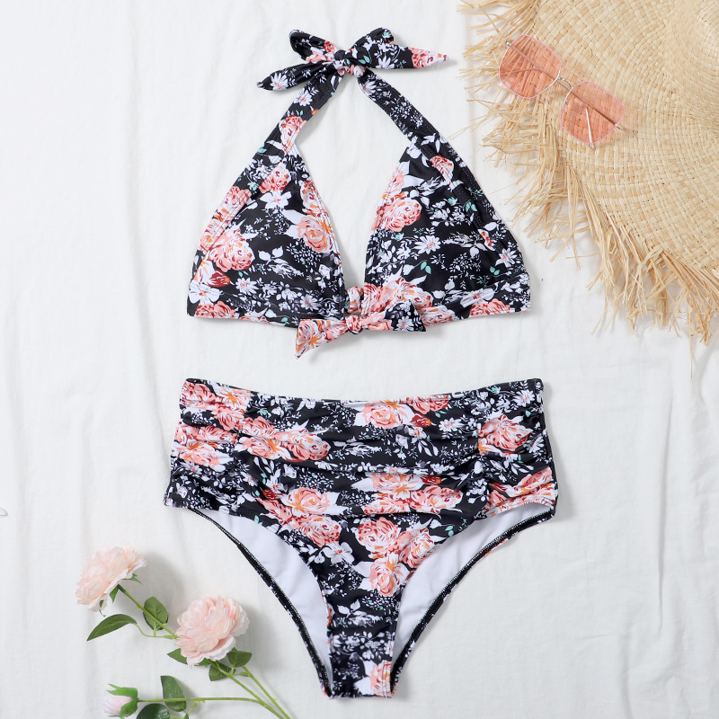 

piece split bikini women's two swimsuit, Black;white