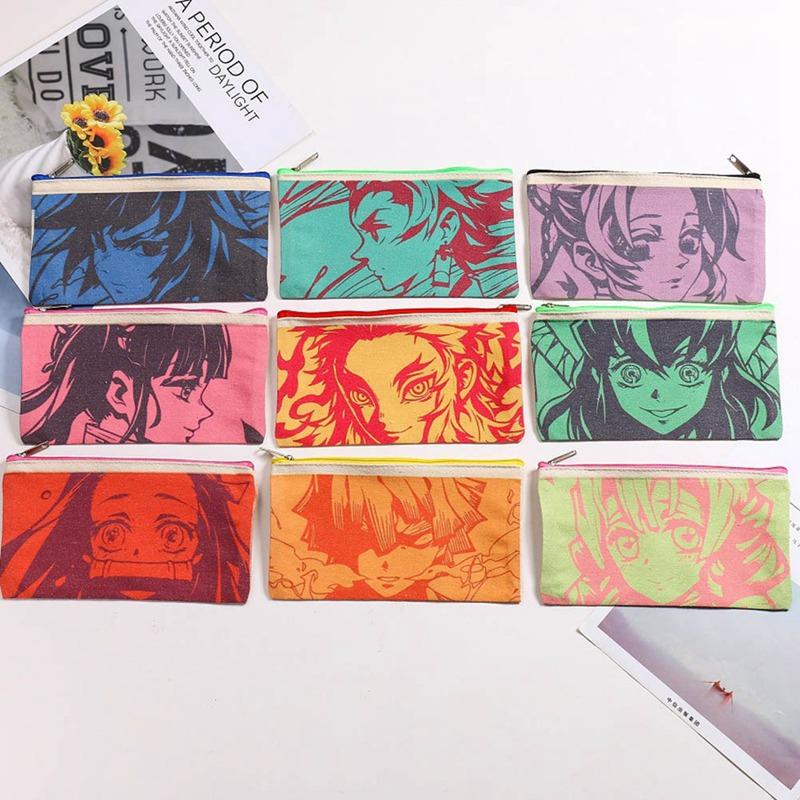 

Cartoon Anime Demon Slayer Kimetsu No Yaiba Pencil Case Cute Canvas Zipper Bag Box Pen Storage Pouch 11*19cm Bags