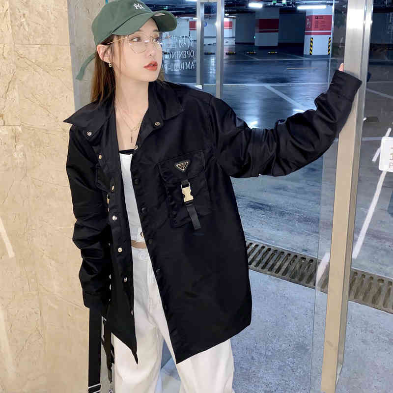 

Hot selling P2022 Rada Autumn and Winter New Couple Removable Sleeve Pocket Splicing Tooling Functional Shirt Coat Men Women, Black
