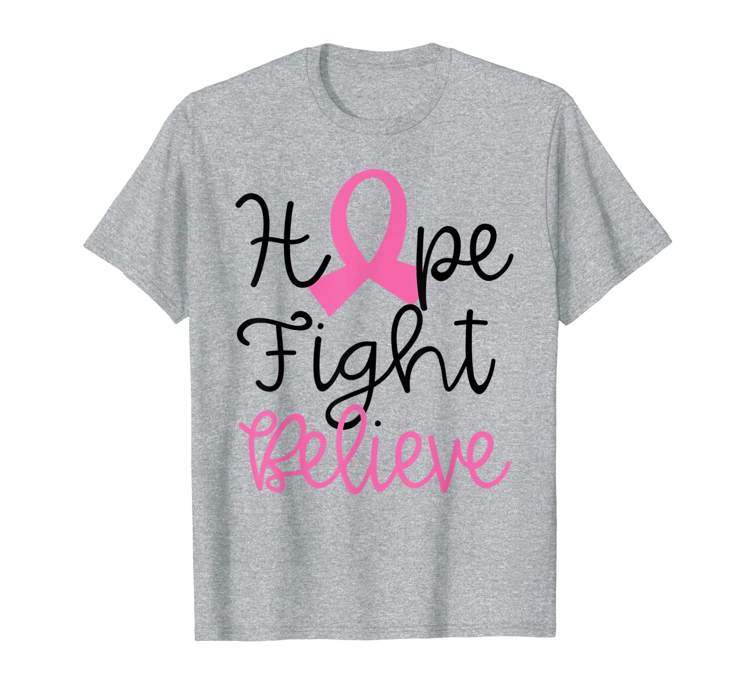 

hope fight believe breast cancer awareness women help gift t-shirt, White;black