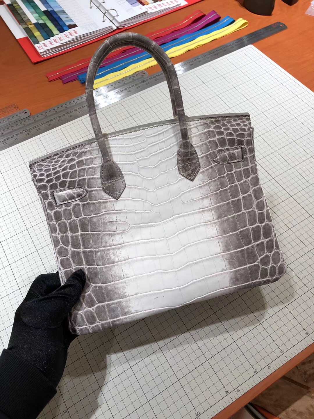 

1:1 Himalayan fog crocodile skin BK bag 30cm celebrity
