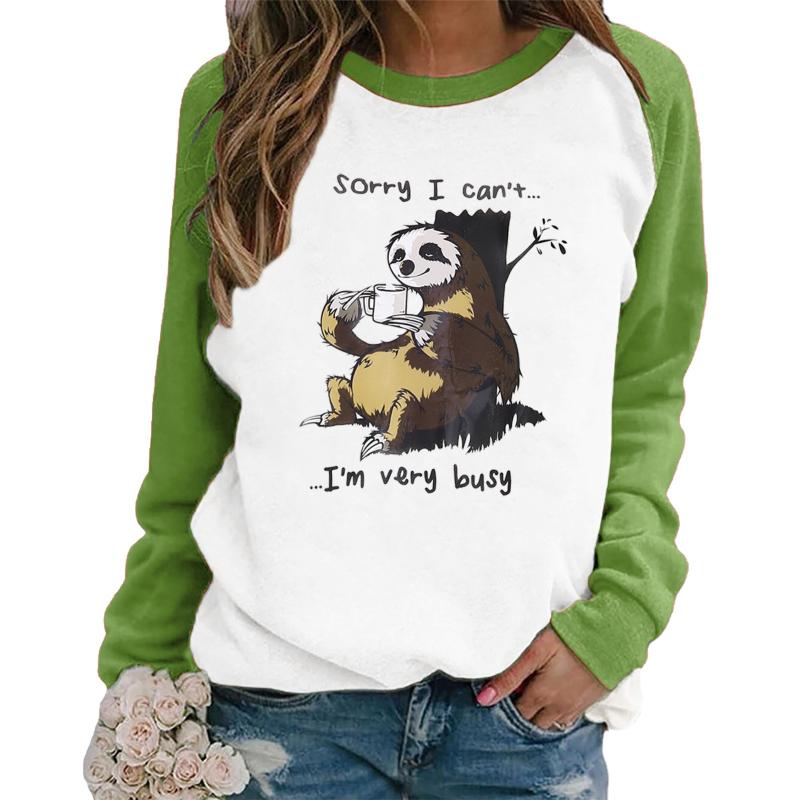 

Women's Hoodies & Sweatshirts Sorry I Can't I'm Very Busy Women Raglan Long Sleeve O Neck Loose Sweatshirt Girls Hoodie Pullo, Black