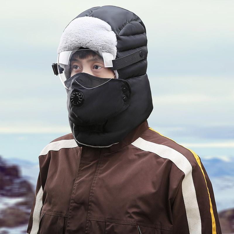 

Berets 2022 Fashion Warm Cap Winter Men Original Design Hats For Women Waterproof Hood Hat With Glasses Cool Balaclava, Blue;gray