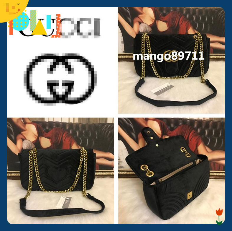 

GG Designer Handbags sheepskin caviar metal chain silver Designer Handbag Leather bag Flip cover diagonal Shoulder Bags dust bag, Black
