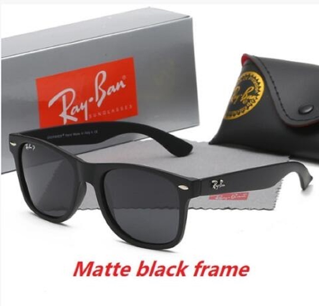 

High Quality Ray Men Women Polarized Sunglasses Vintage Pilot Wayfarer Brand Sun Glasses UV400 Bans With box and case 2140, White;black