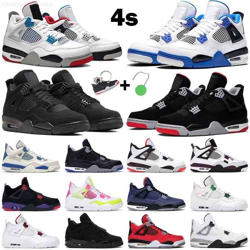 

Mens basketball shoes 4s Fire Red 4 Black Cat Bred White Oreo Royalty Metallic purple Silt men women athletic sneakers