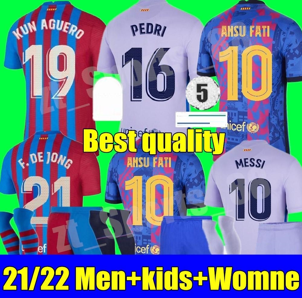 

2021 2022 Barcelona adult Men kids kit soccer jersey home away 3rd 21 22 MESSI KUN AGUERO camiseta futbol TER STEGEN GRIEZMANN DE JONG schild est football shirt, Kids away+champion patch