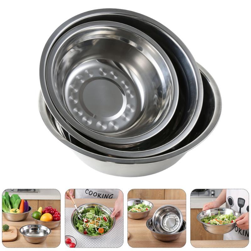 

Pcs Stainless Steel Soup Plates Rice Bowls Smooth Noodle (Silver