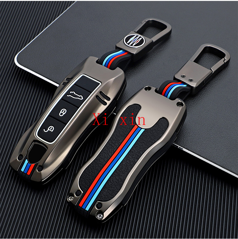 

For Porsche Cayenne 718 macan panamera Zinc alloy silicone special all-inclusive key cover car keychain shell, Black