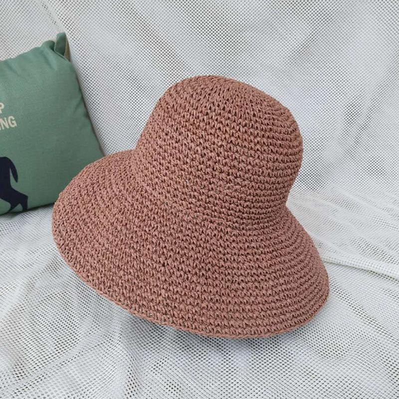 

Lady Straw Hat Women Summer Sun Visor Sunhat Panama Boater Floppy Bucket Cap Female Woman Beach Wide Brim Hats, Blue;gray
