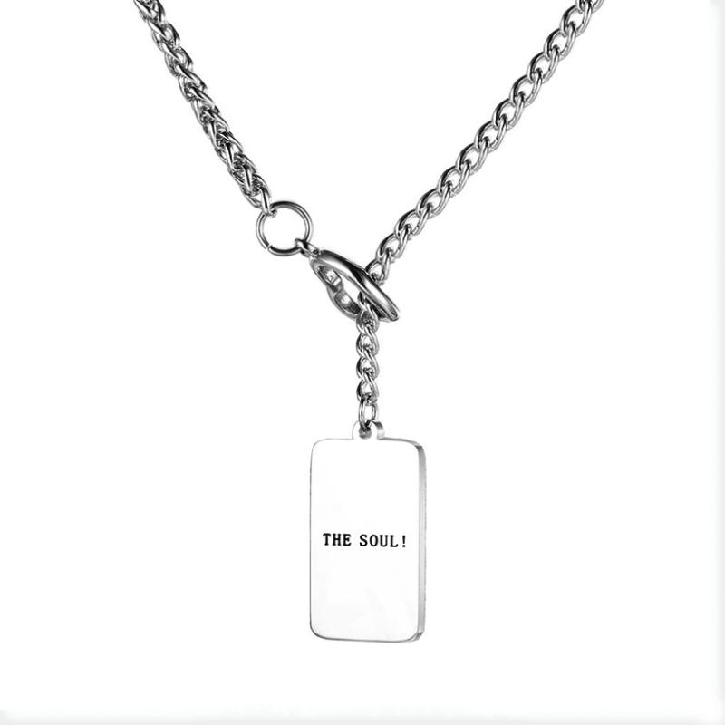 

Chains 316L Stainless Steel Fashion Fine Jewelry Hip Hop Street Rectangle Pendants Charms Chain Choker Necklaces For Women Men, Silver