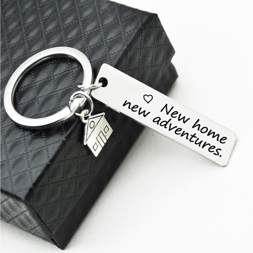 

Letter home ID keychain Stainless Steel key ring holders bag hangs for women men fashion jewelry will and andy, Slivery;golden