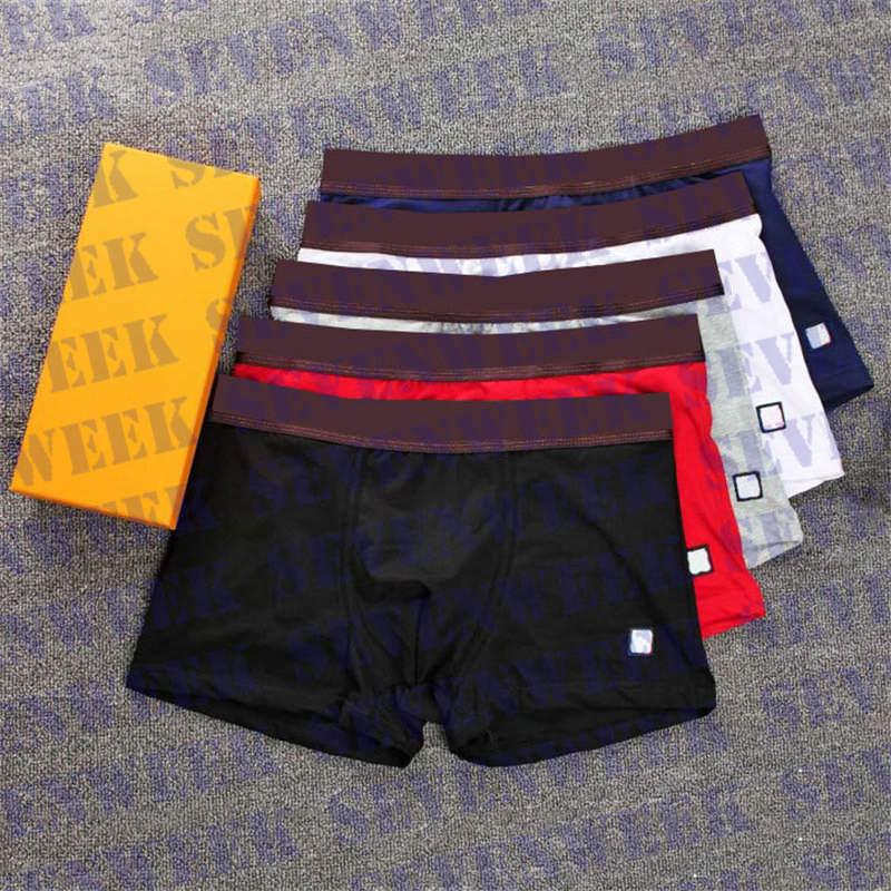 

Mens Underpants Fashion Brand Men Boxers Shorts Letter Print Male Underwear Cotton Breathable, Red no with box