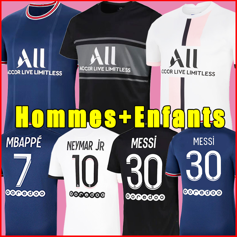 

MESSI MBAPPE jerseys HAKIMI SERGIO RAMOS 21 22 Maillots de football 2021 2022 MARQUINHOS VERRATTI Soccer men kids kit shirts uniforms enfants maillot foot66, 20/21 4th+patch1