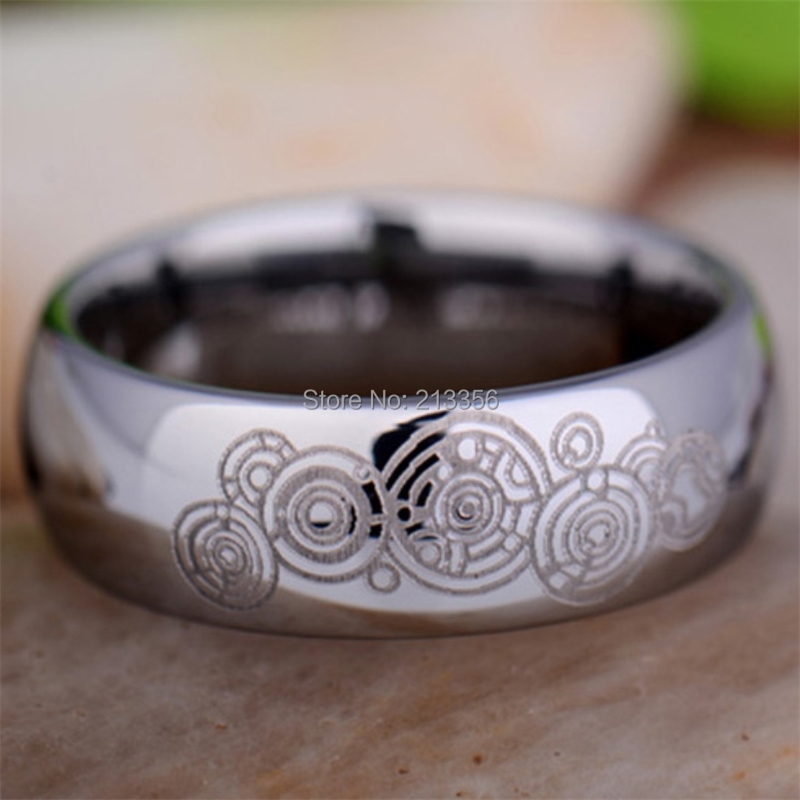 

!USA s E&C LUXURY JEWELRY 8MM COMFORT FIT SILVER DOME DOCTOR WHO TIME LORD TUNGSTEN WEDDING RING