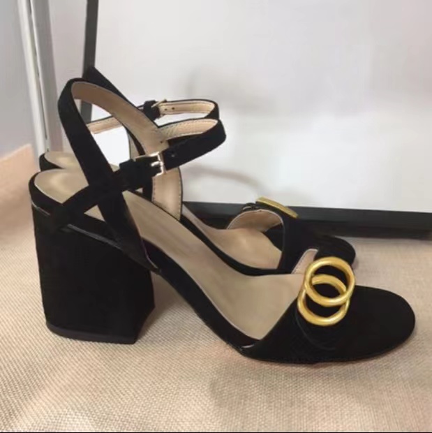 

classics platform sandals designer 100% leather women high heel sandals summer womens wedding dress shoes party sexy metal buckle slipper large 35-42 Heels with box