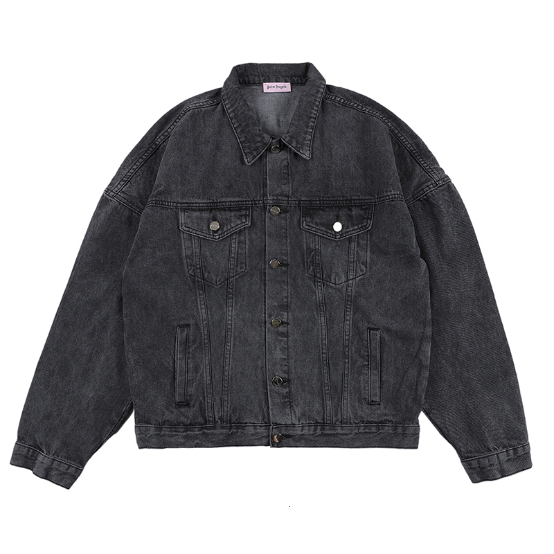 

denim casual Palm women's angels jacket men's and trend black PA coat, White;black