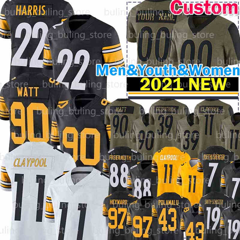 

22 Najee Harris Jersey 90 T.J. Watt Chase Claypool Football Troy Polamalu 88 Pat Freiermuth Ben Roethlisberger Minkah Fitzpatrick Cameron Heyward JuJu Smith-Schuster, Men jersey(g r)