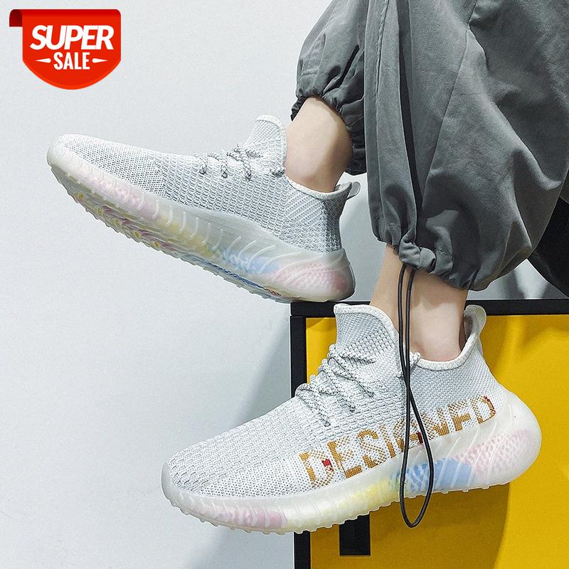

summer popcorn outsole fashion trend casual men's shoes lightweight mesh fly woven sports running trendy #p139