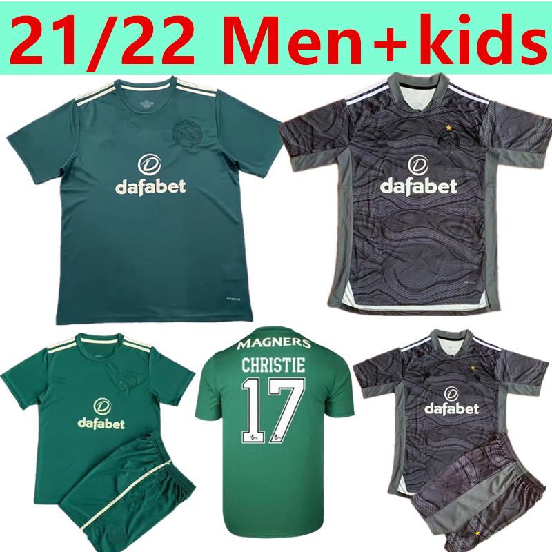 

21/22 Celtic soccer jerseys away green EDOUARD JOHNSTON GRIFFITHS McGREGOR Maillots de fooT FORREST Goalkeeper men+kids football Shirts uniforms, 21/22 away