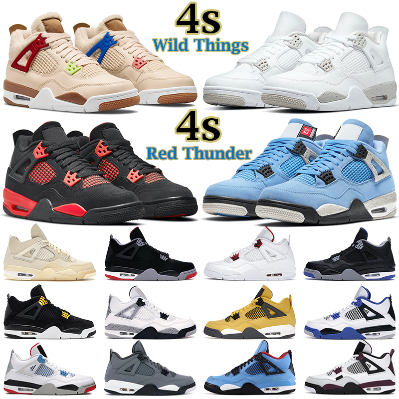 

basketball shoes 4s men women jumpman 4 Red Thunder Wild Things University Blue White Oreo Bred Tour Yellow Paris Green Glow mens trainers outdoor sneakers, 35