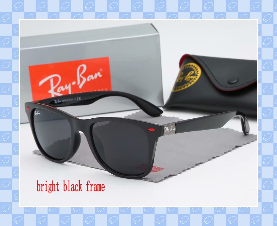 

High Quality Ray Men Women Sunglasses Vintage Pilot Wayfarer Brand Sun Glasses Band UV400 Bans With box and case 4509, White;black