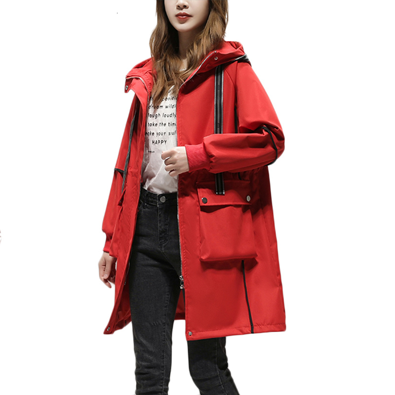 

Women's Trench Coats large raincoat, leisure long coat, Hoodie, windproof, 4XL, 2021kg, spring and autumn, 110kg, Black