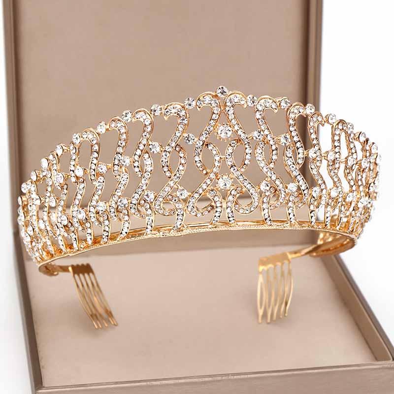 

Hair Clips & Barrettes FORSEVEN Vintage Style Gold/Silver Color Crystal Combs Tiara Crown Bridal Bride Noiva Wedding Veil Jewelry Headpieces, Golden;silver