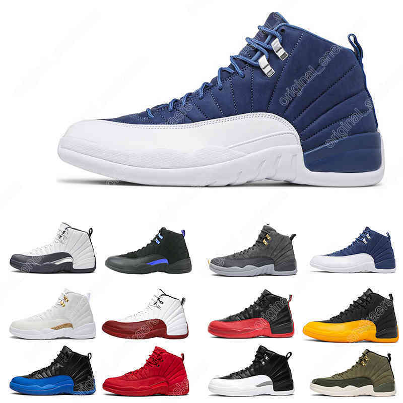 

Men Basketball shoes 12s 12 University Gold Dark Grey Gym Red game White Michigan sneakers mens Sport trainer SII5, # 12