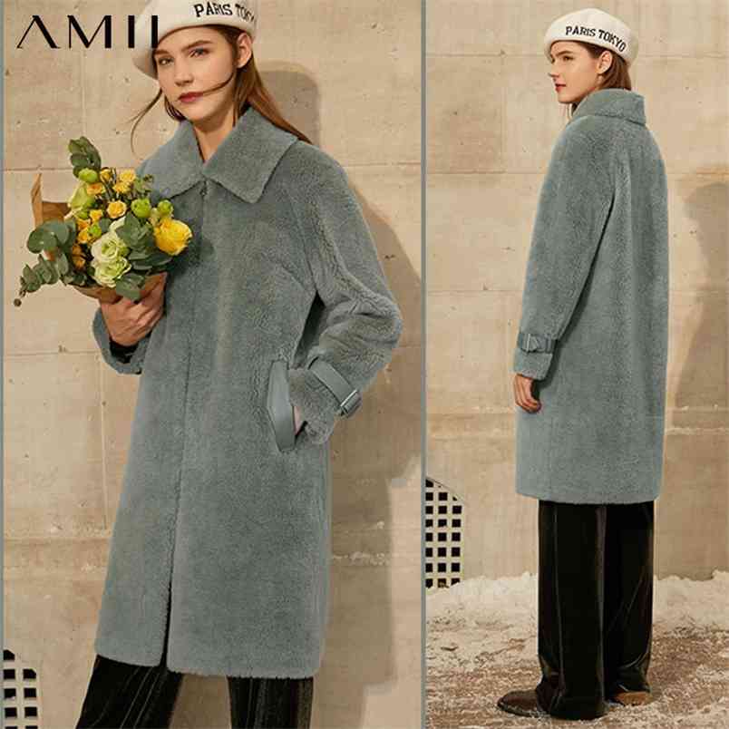 

Minimalism Winter Coat Women Fashion 100%wool Double-faced Fur Women's Causal Lapel Solid Female Jacket 12070568 210527, Apricot