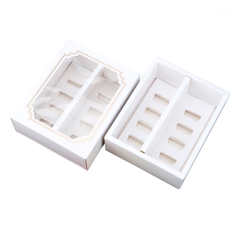 

Gift Wrap 10pcs Paper Macarons Box With Clear Window Dessert Containers Muffin Carriers For Home Shop