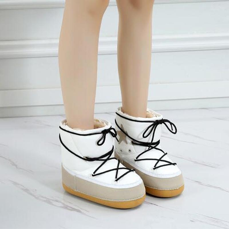 

Boots Womens Snow Winter Plus Velvet Warmth Ski Cotton Shoes For Women Chunky Platform Wool, White