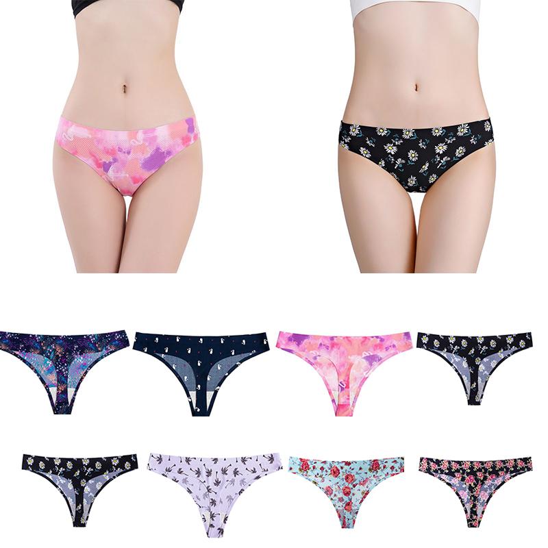 

Women's Panties 2021 Print Mesh Breathable Seamless Women Underwear Sexy Thongs Female Lingerie S-XL 7 Colors Style, Black;pink