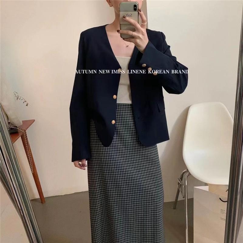 

Women's Jackets Autumn 2021 Korean Design Coat Versatile V-neck Small Suit Short Top Temperament, Black;brown