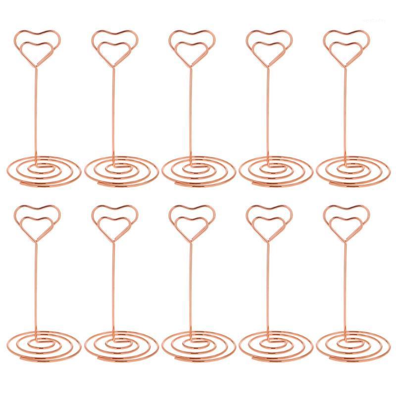 

10pcs 120mm Heart-shaped Number Holders Po Holder Stands Place Paper Menu Clips For Wedding (Rose Gold) Party Decoration