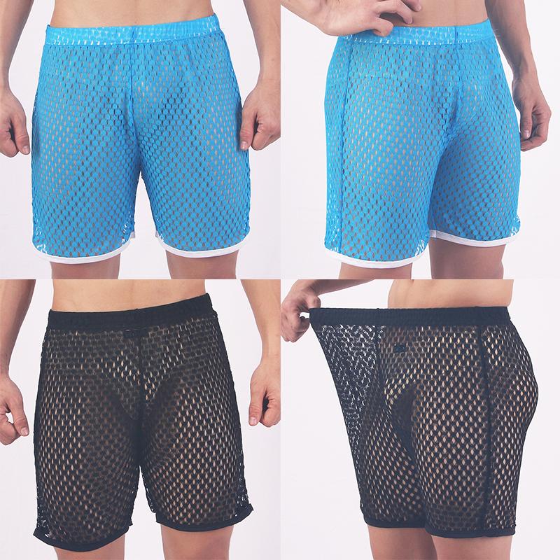 

Men's Sleepwear Men Sexy Boxer Underwear Hollow Out See Through Breathtable Mesh Transparent Low Rise Panties Male Beachwear Trunk, Black;brown
