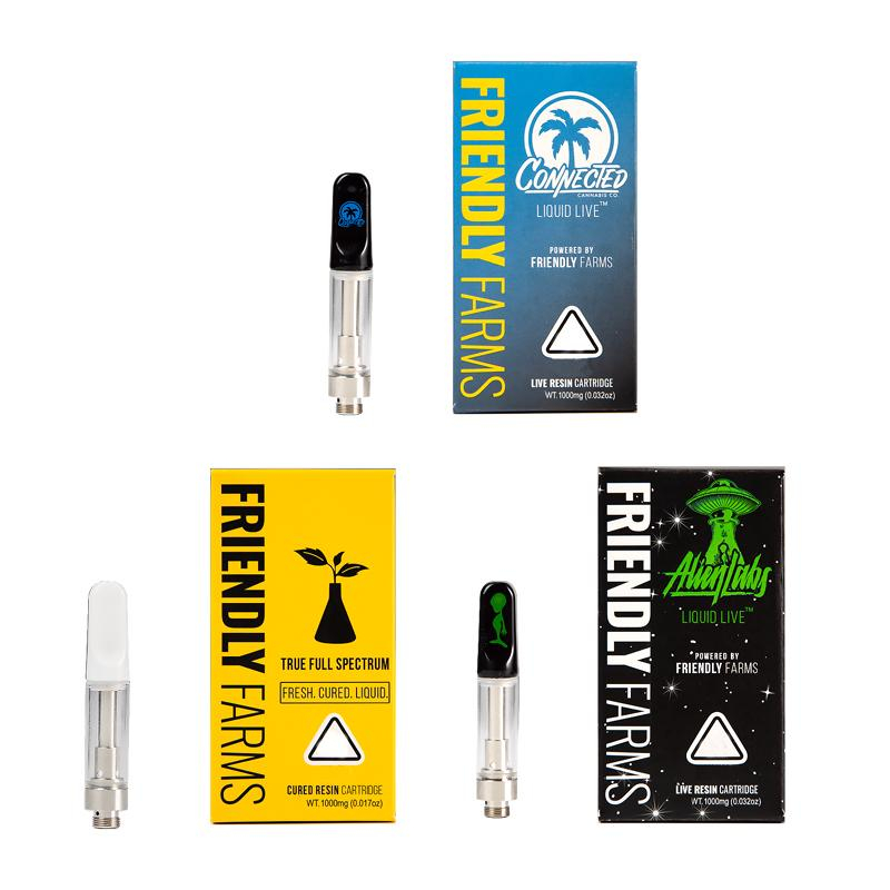 

Premium Friendly farms Atomizers 1.0ml 0.8ml Empty Flat Mouthpiece Cartridge Ceramic Coil Dab Pen Vaporizer For 510 Thread Battery