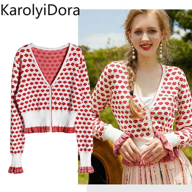 

Sweater Spring lazy wind sweater Knit v-neck Female cardigan jacket autumn short versatile tops College style 210520, Pink