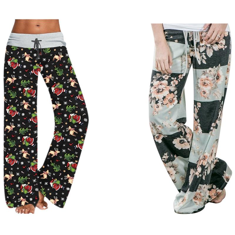 

Yoga Outfit 2X Women's Joggers Pants Sports Trousers Wide Leg Pant High Waist Sweatpants XL Green & Santa Claus