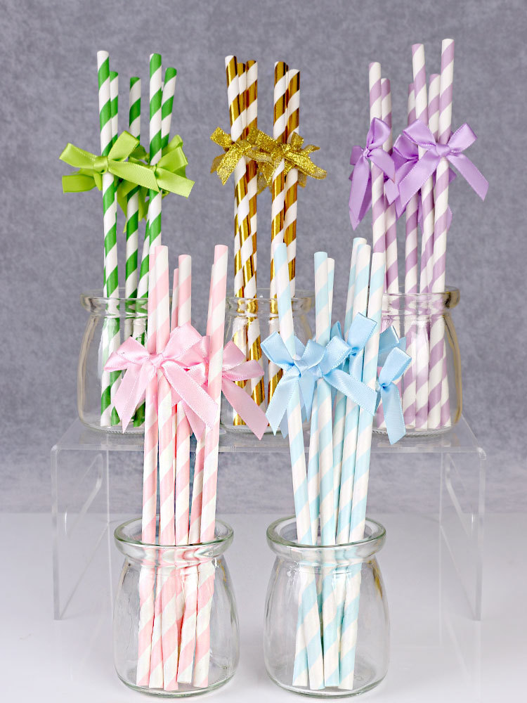 

Bow decoration straw beverage Party Wedding dessert table layout decoration supplies 6 sets