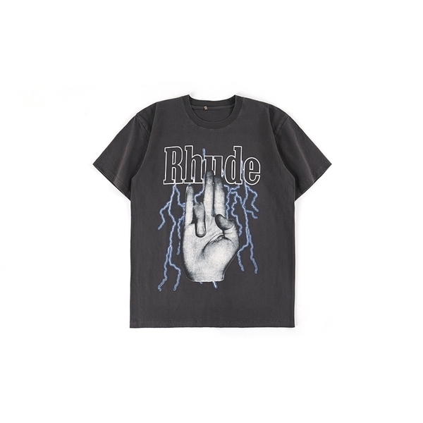 

Rhude 2020 Summer Style Finger Tees Faded Short Sleeve T-Shirt Men Women HipHop 100% Cotton Washed Oversized T Shirt Men 0924 Qvhjl, Black