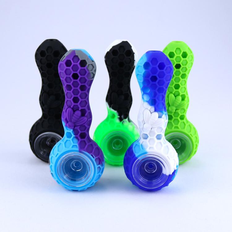

Hookahs TOP Selling cartoon Silicone Pipe With Glass Bowl 20 styles mini oil smoking Pipes Reuse and Unbreakable Tobacco Hand