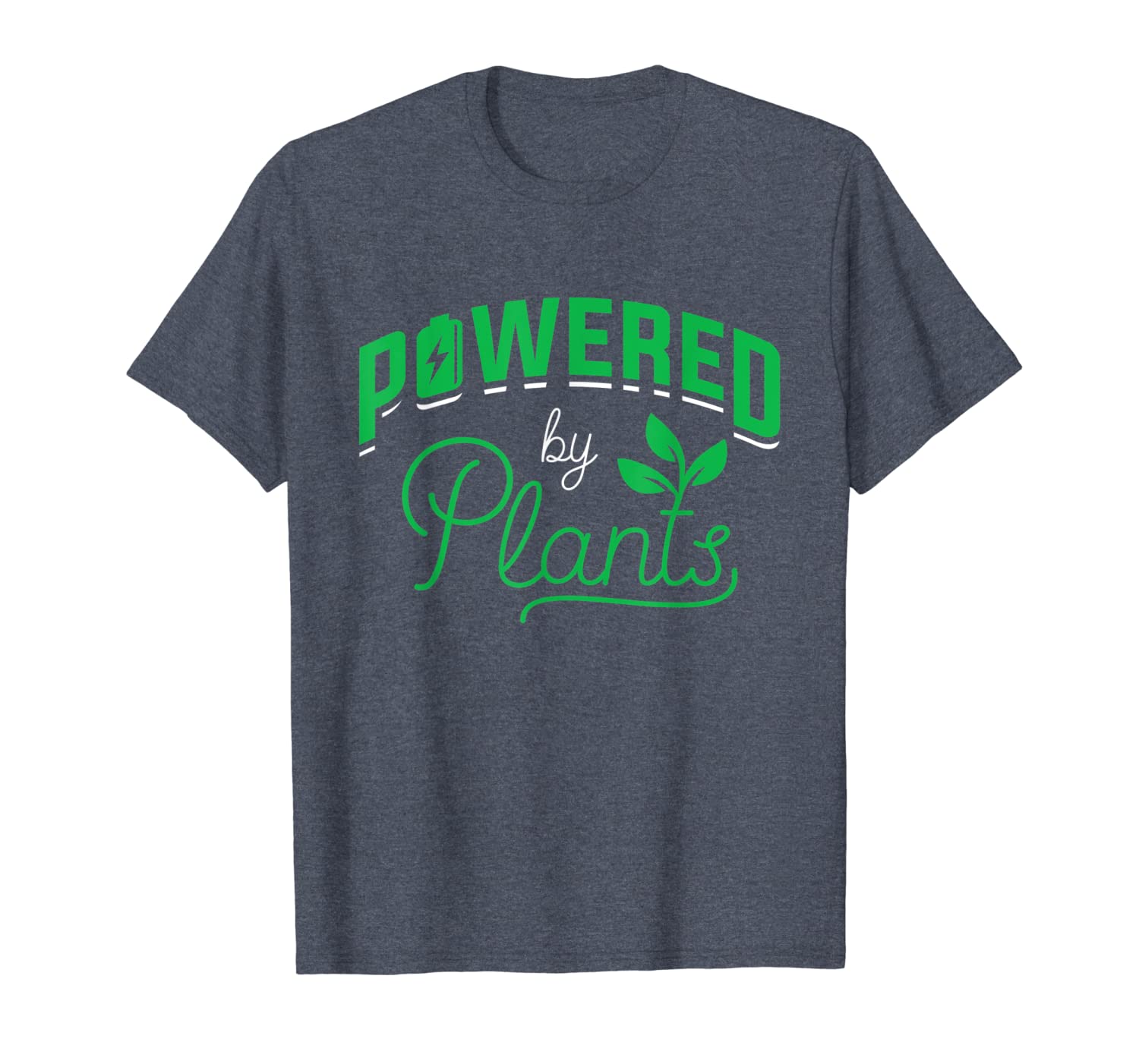 

powered by plants - vegan bodybuilding workout t-shirt, White;black