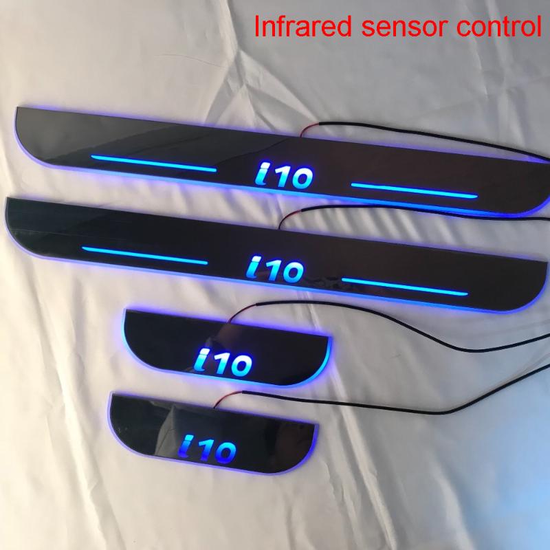 

Infrared Sensor Control Led Door Sill Plate Strip Welcome Light Threshold Guard Protectors For Grand I10 Interior&External Lights