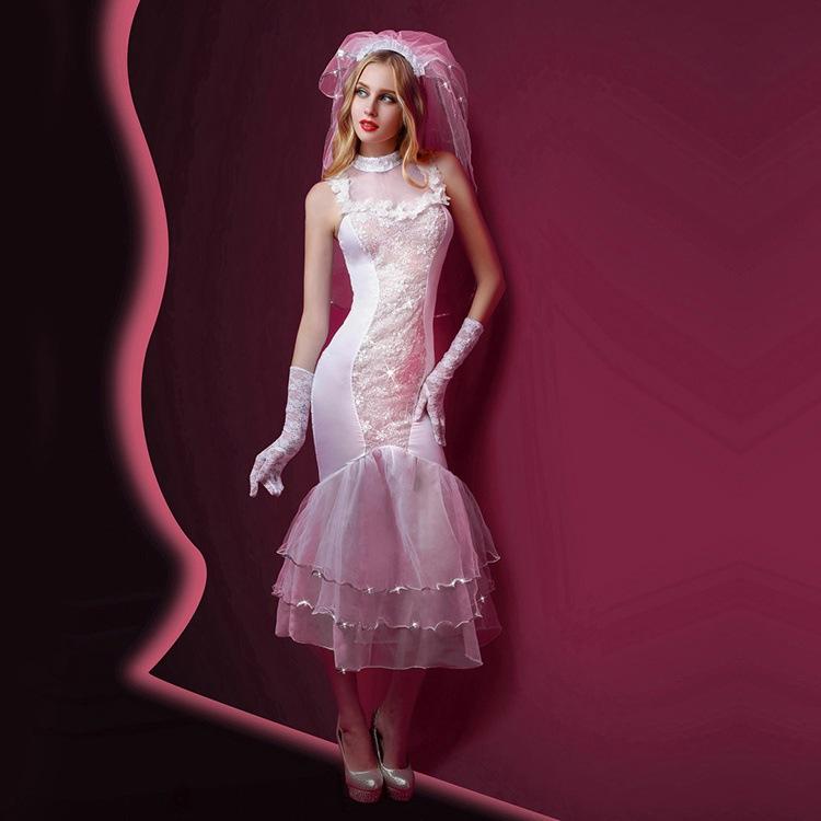 

Sexy Costumes MQUPIN 4PCS Wedding Dresses Bride Costume Cosplay High Quality Lingerie Sleepwear Underwear White Exotic Apparel Robe, Black