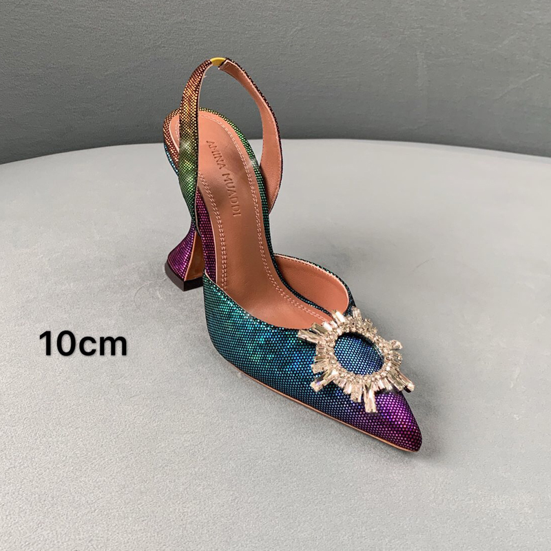 

Fashion spring autumn Dress Shoes Europe And The United States 2021 Sunflower Crystal Buckle Drill 8cm 10cm Heels Pointed Sandals Gradient Color Runway Shoe, Pearl pink 10cm
